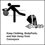 Keep Clothing, Body Parts and Hair Away From Conveyors